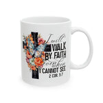 Load image into Gallery viewer, Christian Coffee Mugs, Christian GIfts for Him or Her, 2 Cor 5:7 Christian Mug