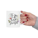 Load image into Gallery viewer, Christian Jesus Ceramic Coffee Mug, The Joy Of The Lord Is My Strength, Gift For Christian