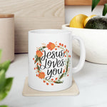 Load image into Gallery viewer, Christian Jesus Ceramic Coffee Mug, Jesus Loves You Mug, Seek Jesus Christ
