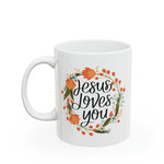 Load image into Gallery viewer, Christian Jesus Ceramic Coffee Mug, Jesus Loves You Mug, Seek Jesus Christ