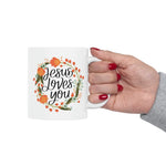 Load image into Gallery viewer, Christian Jesus Ceramic Coffee Mug, Jesus Loves You Mug, Seek Jesus Christ