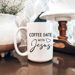 Load image into Gallery viewer, Coffee Date With Jesus Mug, Jesus And Coffee Lover, Christian Mug