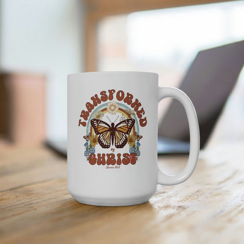Transformed By Christ Coffee Mug Christian Mug For Women Retro Christian Mug