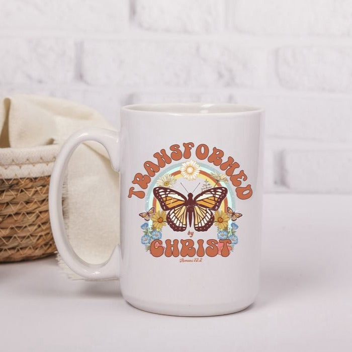 Transformed By Christ Coffee Mug Christian Mug For Women Retro Christian Mug