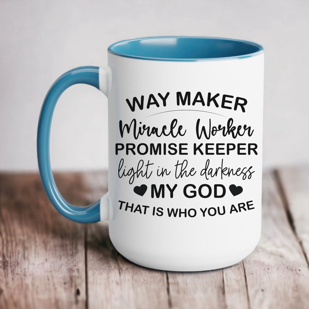 Waymaker Miracle Worker Two-Tone Coffee Mugs,Faith Coffee Mug