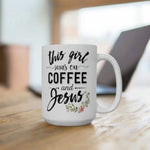 Load image into Gallery viewer, This Girl Runs On Coffee And Jesus, Large Christian Mug, Religious Gift