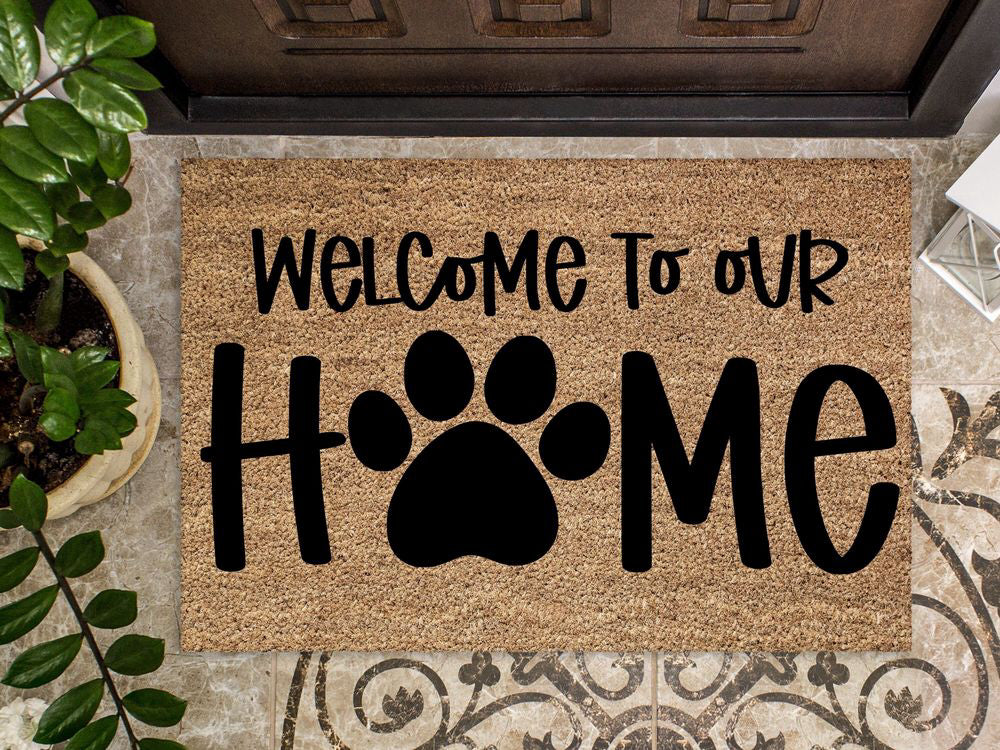 Welcome Home Mat, Dog Paw Doormat, Dog Doormat, Housewarming Gift