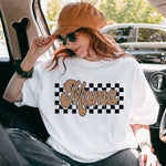 Load image into Gallery viewer, Checkered Mama Shirt, Brown Distressed Mom Shirt, Mother’s Day Gift