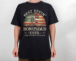 Load image into Gallery viewer, American Flag Best Effin' Bonus Dad Ever T-shirt, Father's Day Gift