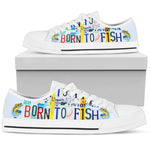 Load image into Gallery viewer, Born to Fish Canvas Low Top Shoes, White Low Top Shoes For Men And Women