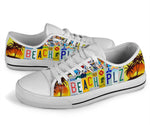 Load image into Gallery viewer, Beach Plz License Plate Low Top Shoes, Beach Please Canvas Low Top Shoes For Beach Lover