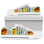 Load image into Gallery viewer, Beach Plz License Plate Low Top Shoes, Beach Please Canvas Low Top Shoes For Beach Lover