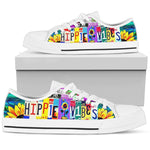 Load image into Gallery viewer, Hippie Vibes Canvas Low Top Shoes, White Low Top Tennis Colorful For Men Women