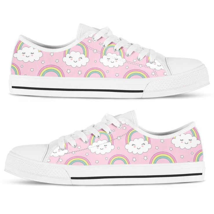 Pink Rainbow Low Top Shoes, Pastel Color Sneakers, Gift For Men Women