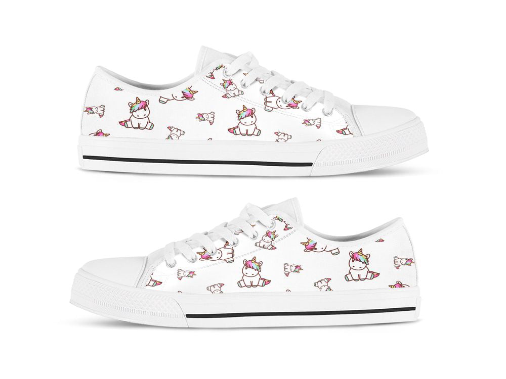 White Unicorn Low Top Shoes, Unicorn Lover Gift For Women Men