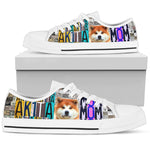 Load image into Gallery viewer, Women's Low Top Canvas Shoes For Akita Mom, Mother's Day Gifts Animal Lover Tie Sneakers