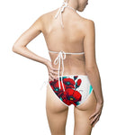 Load image into Gallery viewer, Women's Radiant Poppies and Aquatic Tones Bikini Swimsuit, String Bikini Gift For Women