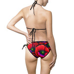 Load image into Gallery viewer, Women's Vivid Poppies and Intricate Patterns Bikini, String Bikini Gift For Women