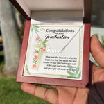 Load image into Gallery viewer, Custom Name Necklace, Floral Cross Graduation Necklace Message Card, Graduate Gift