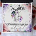 Load image into Gallery viewer, To Our Daughter Graduation Necklace Floral Message Card Class of 2024 Senior Graduation Gift Graduate Gift for Girl