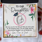 Load image into Gallery viewer, To Our Daughter Graduation Necklace Floral Message Card Class of 2024 Senior Graduation Gift Graduate Gift for Girl