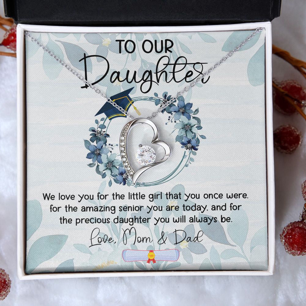 To Our Daughter Graduation Necklace Floral Message Card Class of 2024 Senior Graduation Gift Graduate Gift for Girl