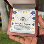 Load image into Gallery viewer, Custom Name Necklace Follow Your Compass Graduation Necklace Message Card Graduate Gift for Her