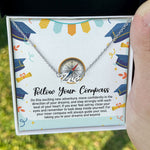 Load image into Gallery viewer, Custom Name Necklace Follow Your Compass Graduation Necklace Message Card Graduate Gift for Her