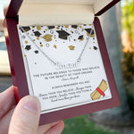 Load image into Gallery viewer, Custom Name Necklace, Graduation Necklace Inspirational Quote Message Card Graduate Gift