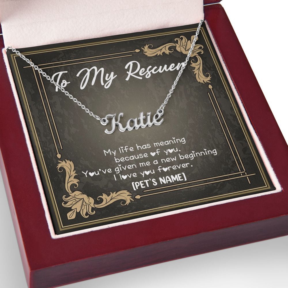 To My Rescuer Custom Name Necklace Thank You Message Card Gift for Dog Mom Dog Cat Animal Rescuer Pet Owner Mother's Day