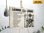 Load image into Gallery viewer, Lacrosse Life Lessons Poster Canvas Print Custom Name Number Wall Art Inspirational Lacrosse Player Boys Sports Lover Gift Room Club Decor