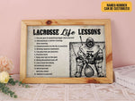 Load image into Gallery viewer, Lacrosse Life Lessons Poster Canvas Print Custom Name Number Wall Art Inspirational Lacrosse Player Boys Sports Lover Gift Room Club Decor