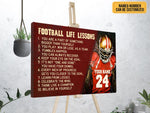 Load image into Gallery viewer, Football Life Lessons Poster Canvas Print Custom Name Number Wall Art American Football Player Boys Sport Lover Gift Room Club Decoration