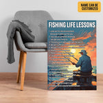 Load image into Gallery viewer, Fishing Life Lessons Personalized Fishing Poster Canvas Print Wall Art Home Man Cave Decor Custom Gift for Grandpa