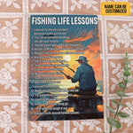 Load image into Gallery viewer, Fishing Life Lessons Personalized Fishing Poster Canvas Print Wall Art Home Man Cave Decor Custom Gift for Grandpa