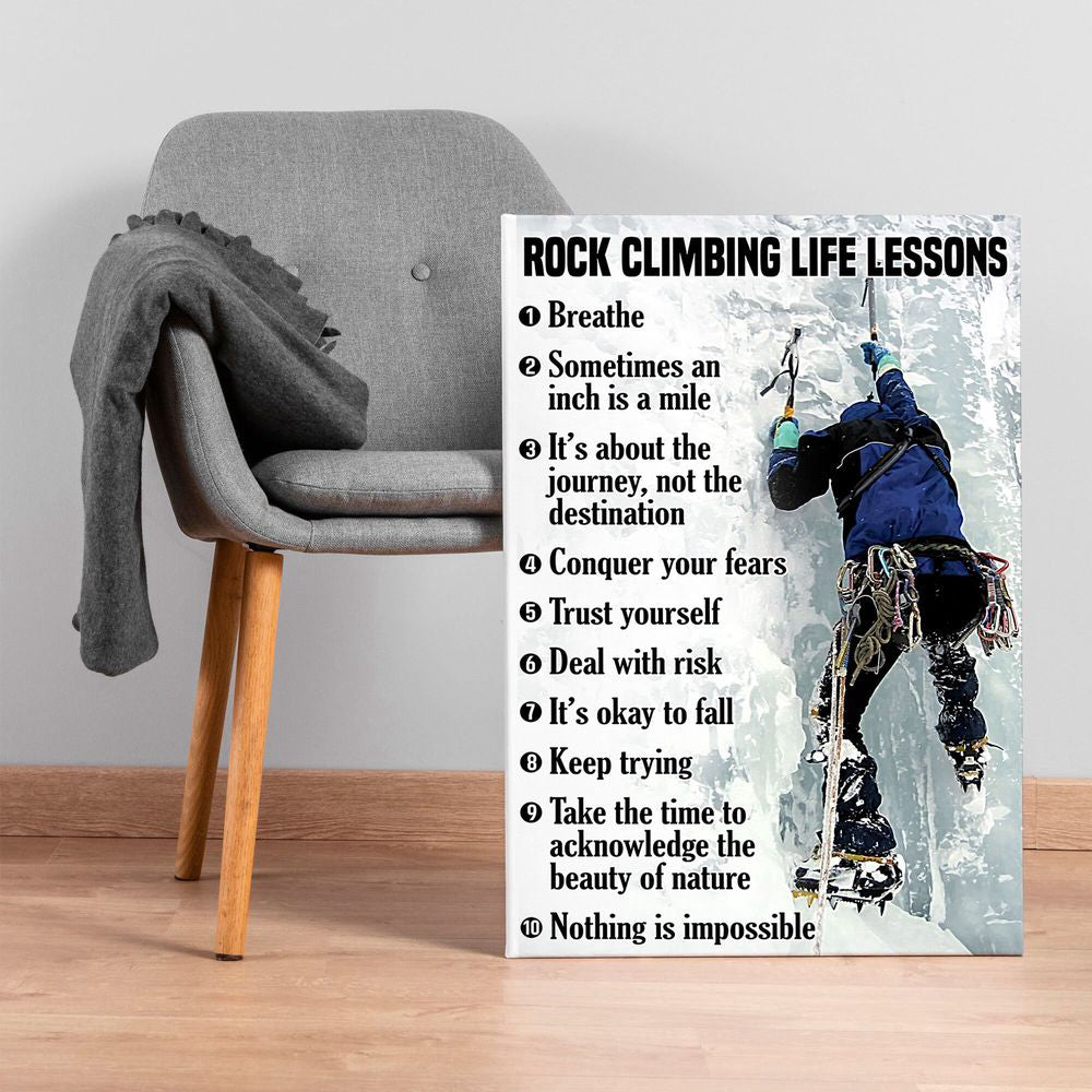 Rock Climbing Life Lessons Poster Rock Climbing Canvas Print Wall Art Room Decor Inspirational Gift Rock Climber