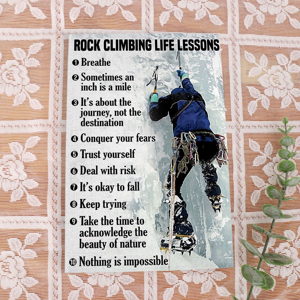 Rock Climbing Life Lessons Poster Rock Climbing Canvas Print Wall Art Room Decor Inspirational Gift Rock Climber