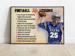 Load image into Gallery viewer, Football Life Lessons Poster Canvas Print Custom Name Number Vintage Wall Art Gift Football Player