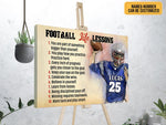 Load image into Gallery viewer, Football Life Lessons Poster Canvas Print Custom Name Number Vintage Wall Art Gift Football Player