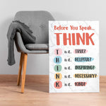 Load image into Gallery viewer, Think Before You Speak Poster Canvas Print Wall Art Classroom Poster Classroom Decor Positive Motivational Poster Counselor Teacher Gift