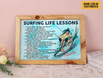 Load image into Gallery viewer, Surfing Life Lessons Custom Surfing Poster Canvas Print Wall Art Boy's Room Decoration Gift for Wave Surfer