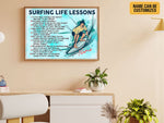 Load image into Gallery viewer, Surfing Life Lessons Custom Surfing Poster Canvas Print Wall Art Boy's Room Decoration Gift for Wave Surfer