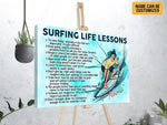 Load image into Gallery viewer, Surfing Life Lessons Custom Surfing Poster Canvas Print Wall Art Boy's Room Decoration Gift for Wave Surfer
