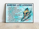 Load image into Gallery viewer, Surfing Life Lessons Custom Surfing Poster Canvas Print Wall Art Boy's Room Decoration Gift for Wave Surfer
