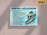 Load image into Gallery viewer, Surfing Life Lessons Custom Surfing Poster Canvas Print Wall Art Boy's Room Decoration Gift for Wave Surfer