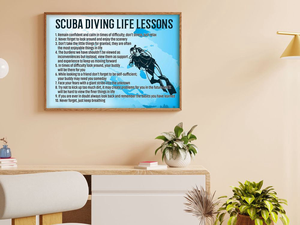 Scuba Diving Life Lessons Scuba Diving Poster Canvas Print Wall Art Room Decor Inspiration Gift For Scuba Divers