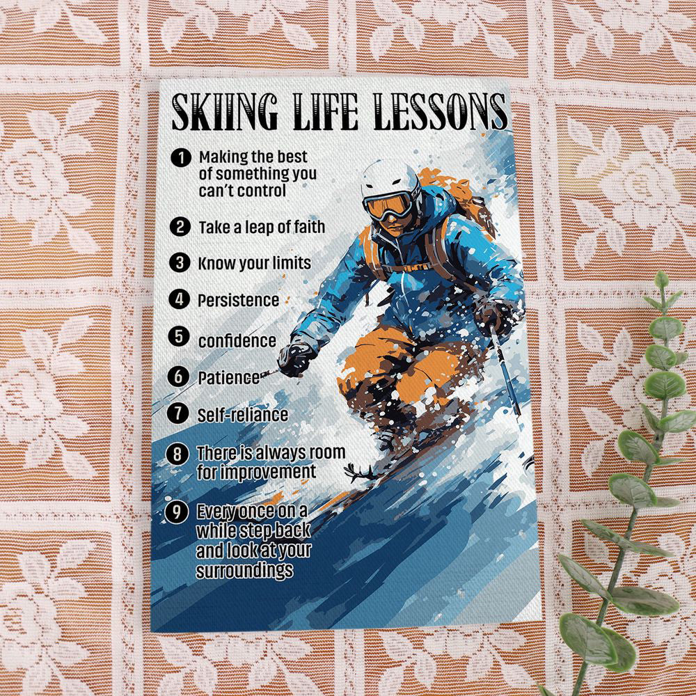 Skiing Life Lessons Skiing Poster Canvas Print Sport Wall Art Room Decor Inspirational Gift for Skier