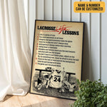 Load image into Gallery viewer, Lacrosse Life Lessons Poster Canvas Vintage Print Custom Name Number Sports Wall Art Gift for Lacrosse Player