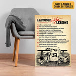 Load image into Gallery viewer, Lacrosse Life Lessons Poster Canvas Vintage Print Custom Name Number Sports Wall Art Gift for Lacrosse Player