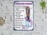 Load image into Gallery viewer, Wisdom From A Mermaid Metal Sign Beach Nautical Art Mermaid Tin Mermaid Lover Gift